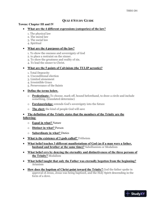 THEO 201 Quiz 4 Study Guide - Page 1 preview image
