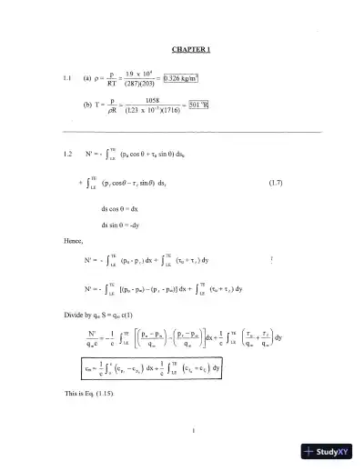 Solution Manual For Fundamentals of Aerodynamics, 6th Edition - Page 1 preview image