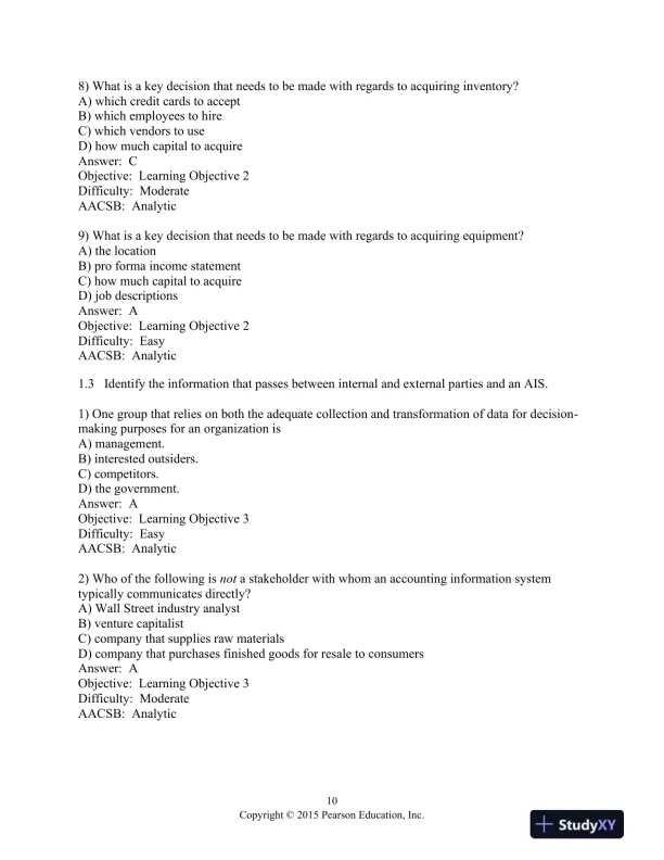 Test Bank For Accounting Information Systems, 13th Edition - Page 11 preview image