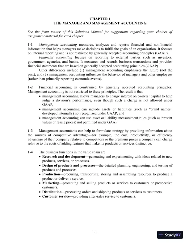 Solution Manual For Cost Accounting, 14th Edition - Page 1 preview image