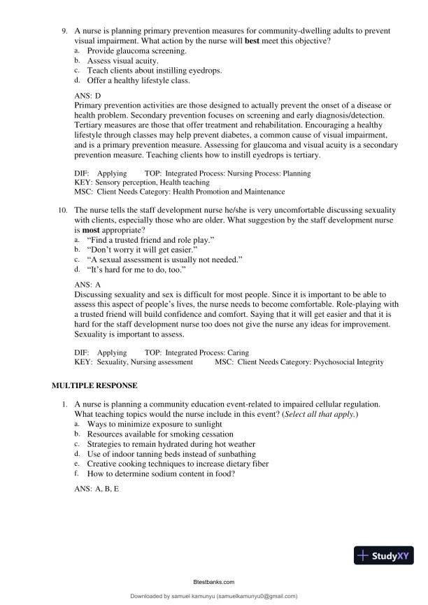 Test Bank for Medical-Surgical Nursing: Concepts for Interprofessional Collaborative Care, 10th Edition (Chapters 1-69) - Page 17 preview image