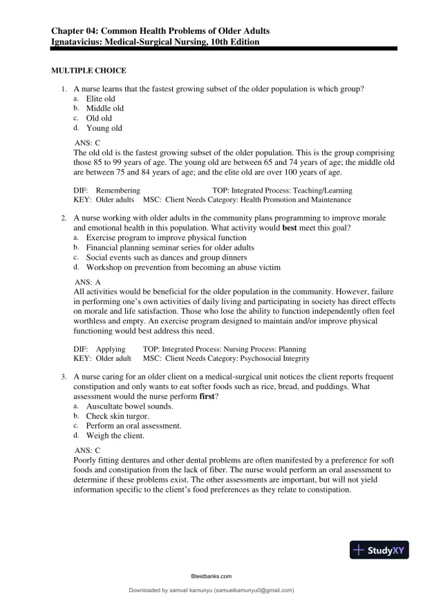 Test Bank for Medical-Surgical Nursing: Concepts for Interprofessional Collaborative Care, 10th Edition (Chapters 1-69) - Page 20 preview image