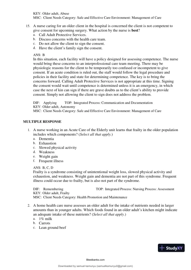 Test Bank for Medical-Surgical Nursing: Concepts for Interprofessional Collaborative Care, 10th Edition (Chapters 1-69) - Page 25 preview image