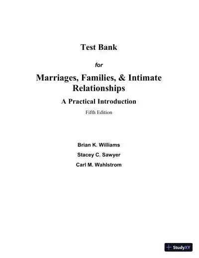 Test Bank for Marriages, Families, and Intimate Relationships, 5th Edition - Page 1 preview image