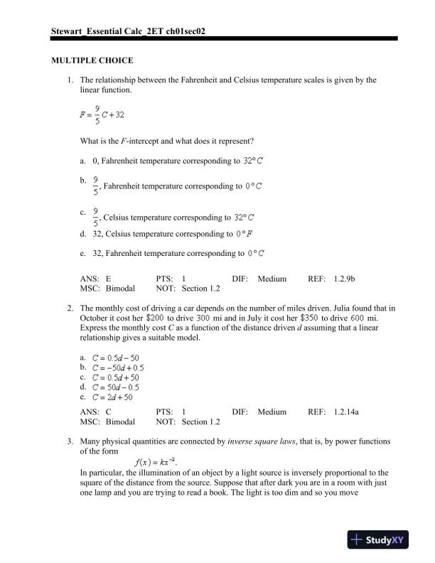 Essential Calculus: Early Transcendentals 2nd Edition Test Bank - Page 10 preview image