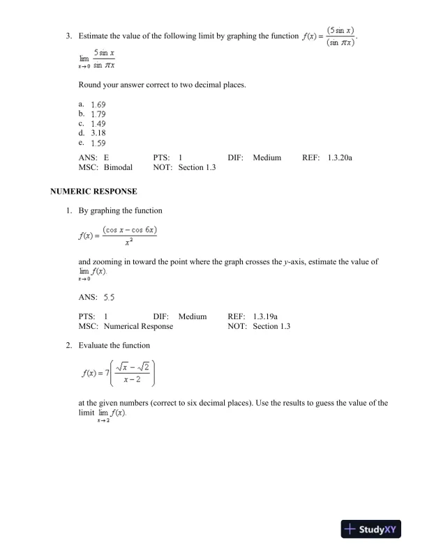 Essential Calculus: Early Transcendentals 2nd Edition Test Bank - Page 14 preview image