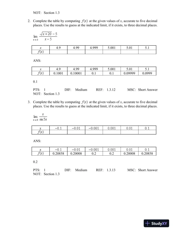Essential Calculus: Early Transcendentals 2nd Edition Test Bank - Page 16 preview image