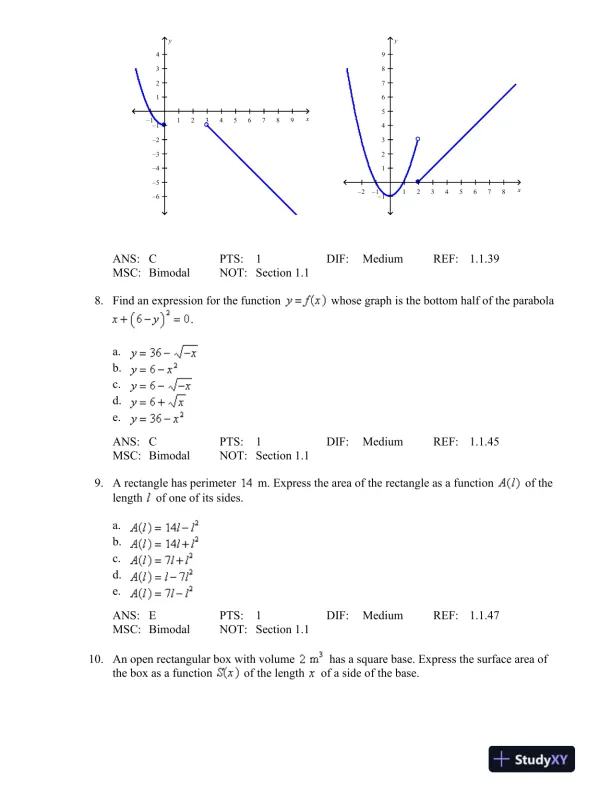 Essential Calculus: Early Transcendentals 2nd Edition Test Bank - Page 5 preview image
