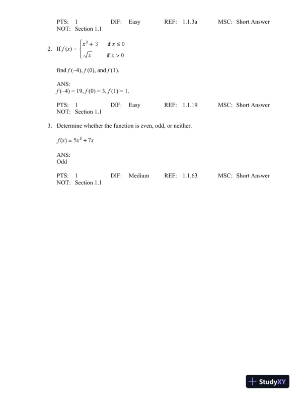 Essential Calculus: Early Transcendentals 2nd Edition Test Bank - Page 9 preview image