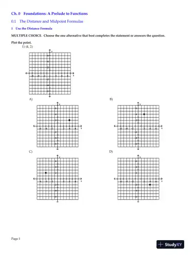 Test Bank for Precalculus Concepts Through Functions, A Right Triangle Approach to Trigonometry, 3rd Edition - Page 1 preview image