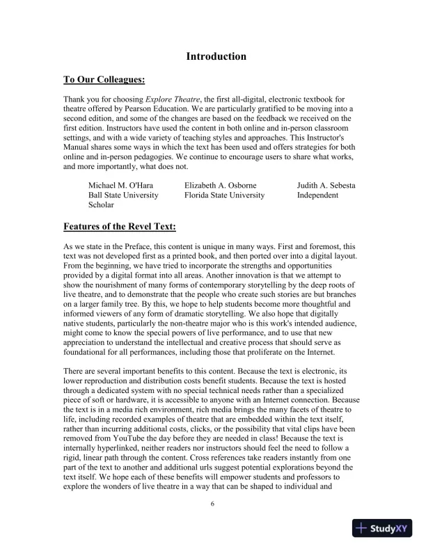 Test Bank for Revel for Explore Theatre: A Backstage Pass, 2nd Edition - Page 6 preview image