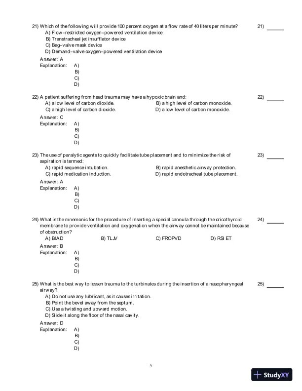 International Trauma Life Support For Emergency Care Providers, 8th Edition Test Bank - Page 21 preview image