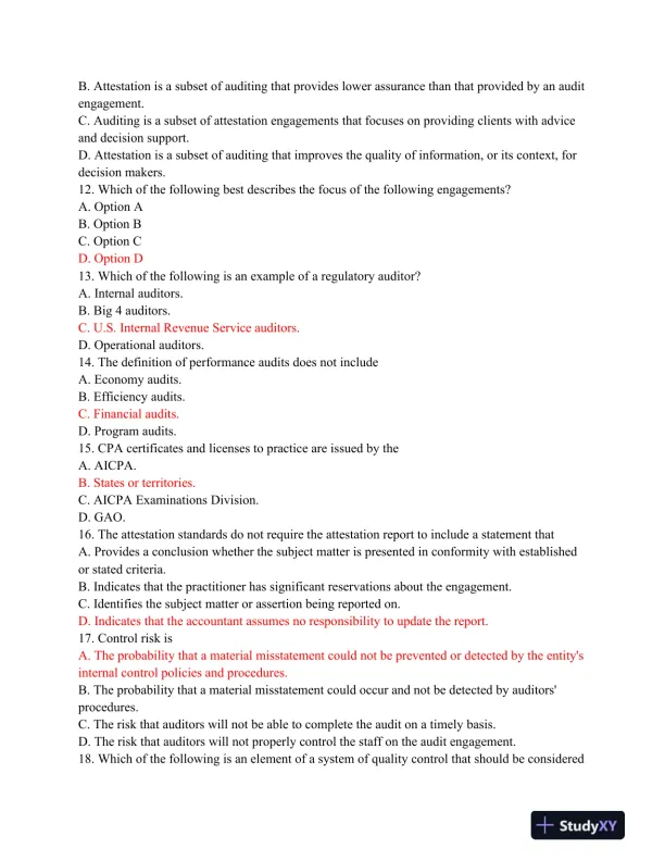 ACC504 Mid-Term Review: Advanced Auditing Concepts and Application - Page 4 preview image