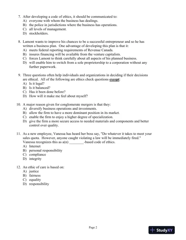 Business Ethics and Entrepreneurship - Page 3 preview image