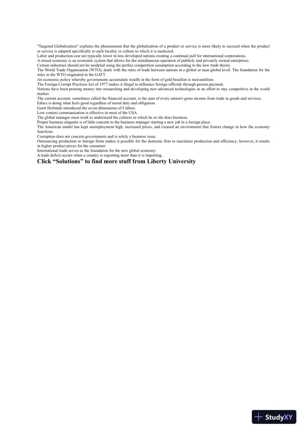 Liberty University BUSI 303 Exam 1 Complete Solutions Correct Answers Key - Page 3 preview image