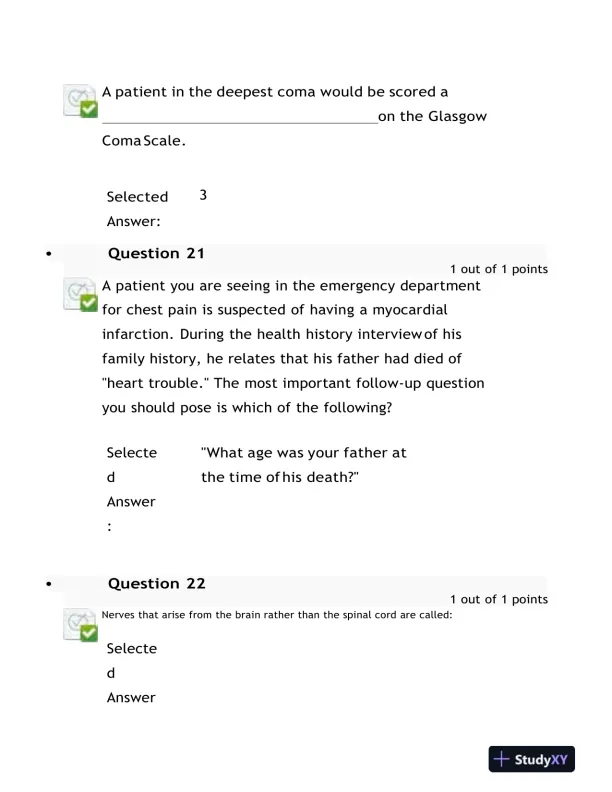 2021-2022 NURS6512 Nursing Diagnosis Final Exam With Answers (100 Solved Questions) - Page 11 preview image