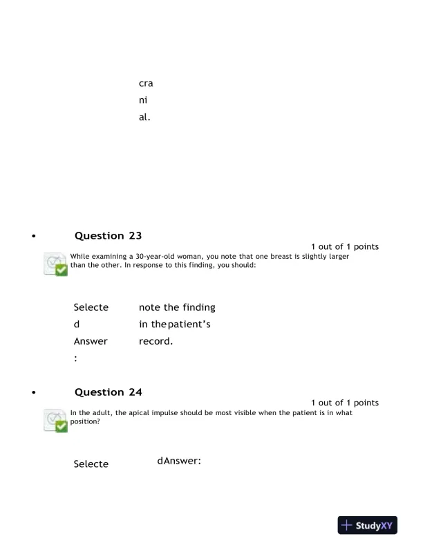 2021-2022 NURS6512 Nursing Diagnosis Final Exam With Answers (100 Solved Questions) - Page 12 preview image