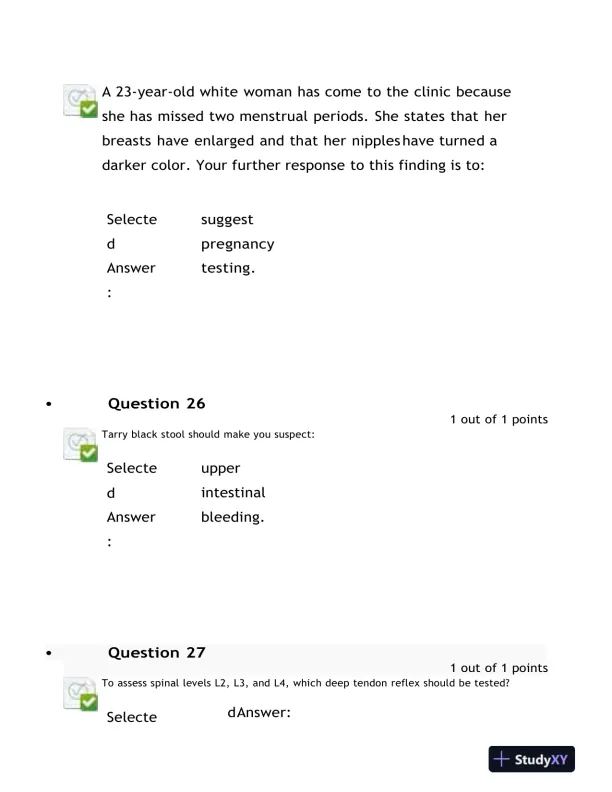 2021-2022 NURS6512 Nursing Diagnosis Final Exam With Answers (100 Solved Questions) - Page 14 preview image
