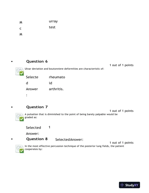 2021-2022 NURS6512 Nursing Diagnosis Final Exam With Answers (100 Solved Questions) - Page 4 preview image