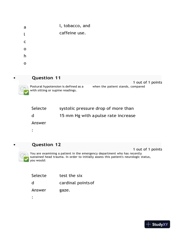 2021-2022 NURS6512 Nursing Diagnosis Final Exam With Answers (100 Solved Questions) - Page 6 preview image
