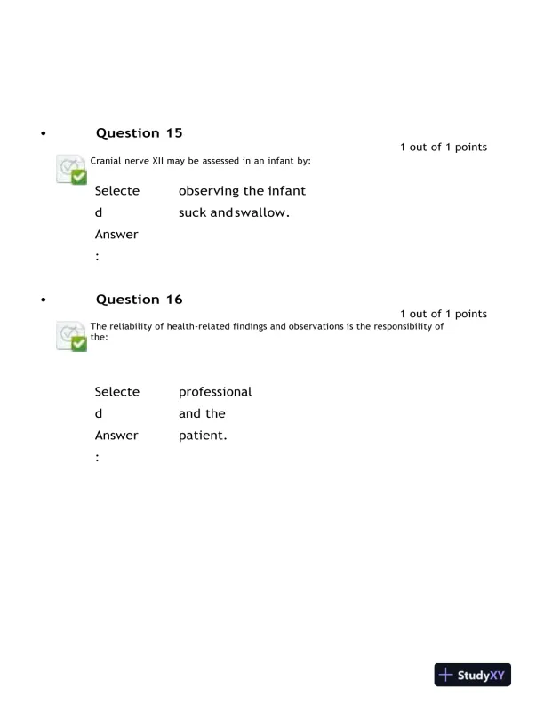 2021-2022 NURS6512 Nursing Diagnosis Final Exam With Answers (100 Solved Questions) - Page 8 preview image