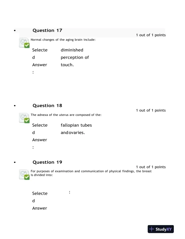 2021-2022 NURS6512 Nursing Diagnosis Final Exam With Answers (100 Solved Questions) - Page 9 preview image