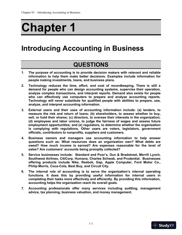 Solution Manual for Financial Managerial Accounting, 4th edition - Page 1 preview image
