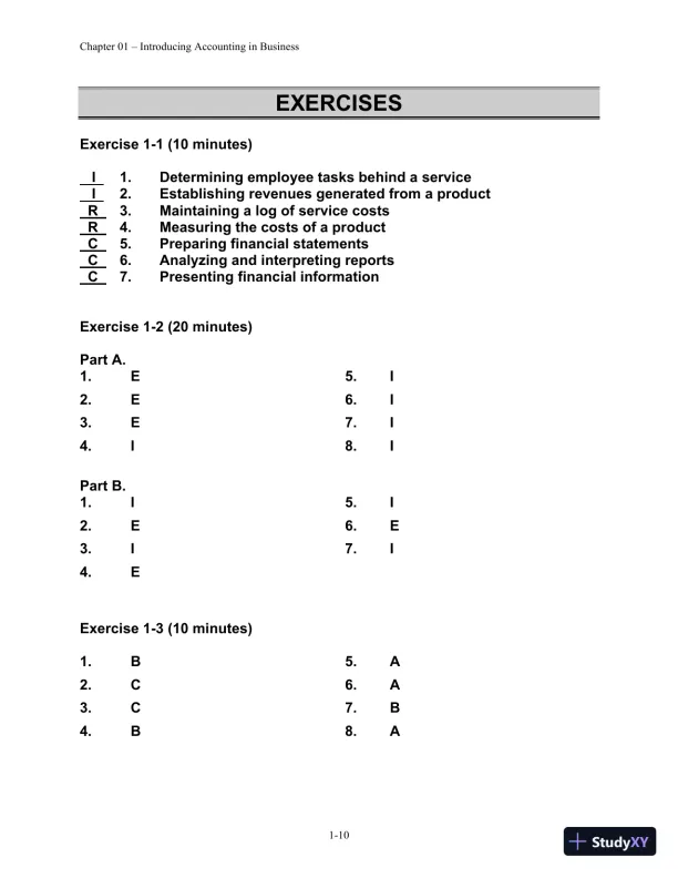 Solution Manual for Financial Managerial Accounting, 4th edition - Page 11 preview image