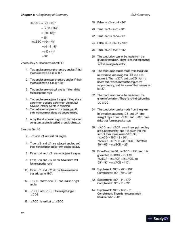 Solution Manual for Geometry, 1st Edition - Page 16 preview image