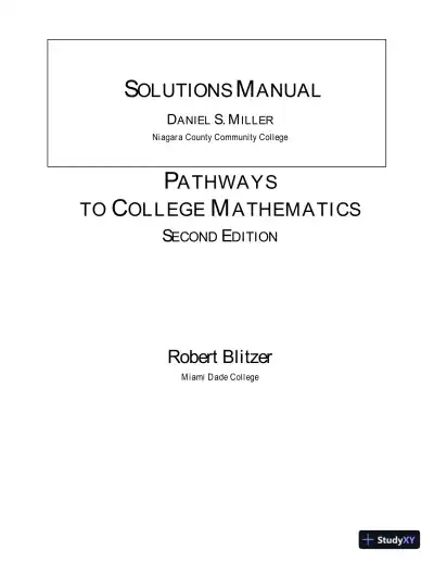 Solution Manual for Pathways to College Mathematics, 2nd Edition - Page 1 preview image