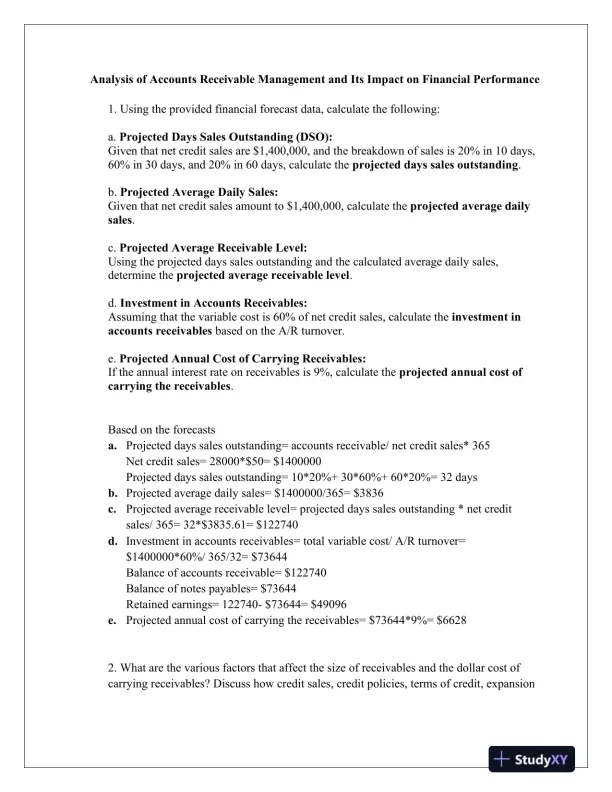 Analysis of Accounts Receivable Management and Its Impact on Financial Performance - Page 1 preview image