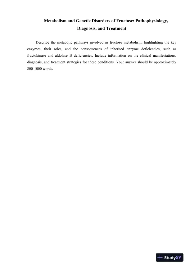 Metabolism and Genetic Disorders of Fructose: Pathophysiology, Diagnosis, and Treatment - Page 1 preview image