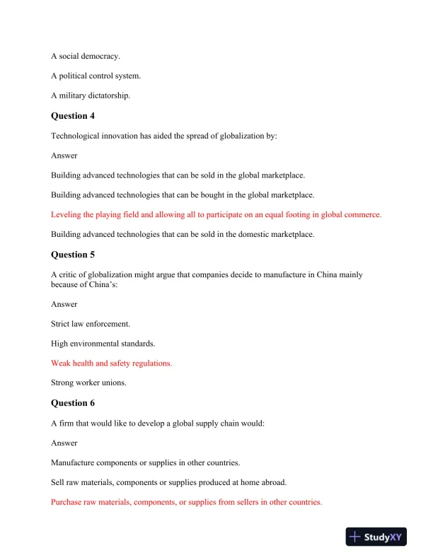 BUS 475 Globalization, Corporate Social Responsibility, and International Business Practices: A Comprehensive Quiz - Page 3 preview image