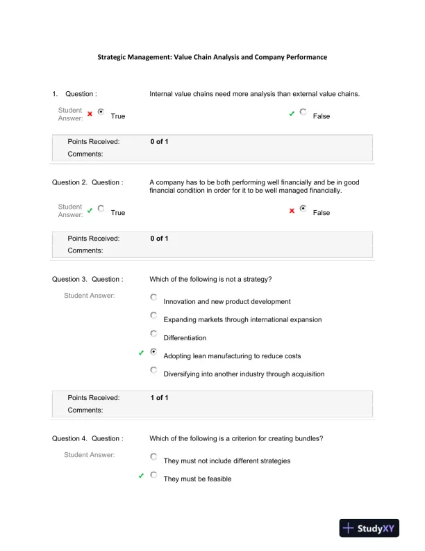 Strategic Management: Value Chain Analysis and Company Performance - Page 1 preview image