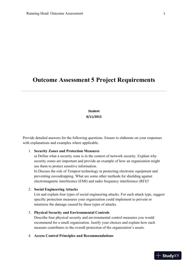 Outcome Assessment 5 Project Requirements - Page 1 preview image