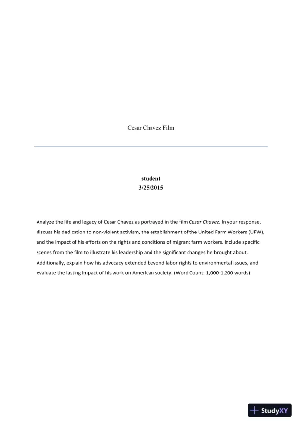 Cesar Chavez: Non-Violent Activism and the Legacy of the United Farm Workers - Page 1 preview image