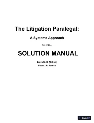 Solution Manual For The Litigation Paralegal: A Systems Approach, 6th Edition - Page 1 preview image