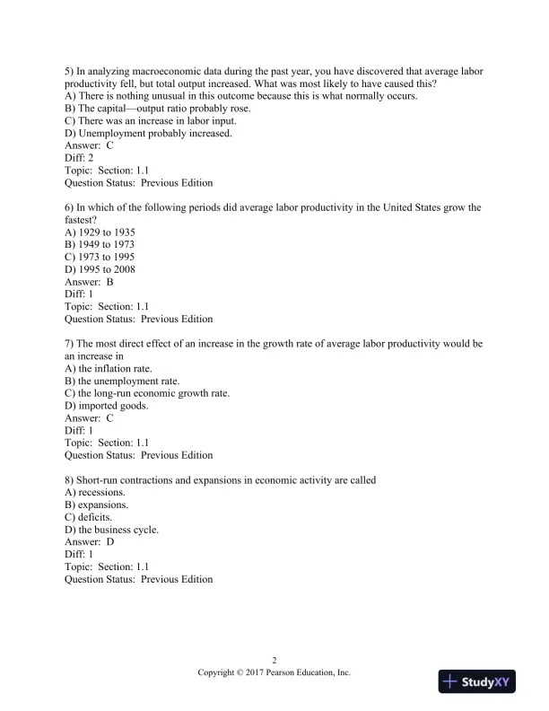 Macroeconomics 9th Edition Test Bank - Page 3 preview image