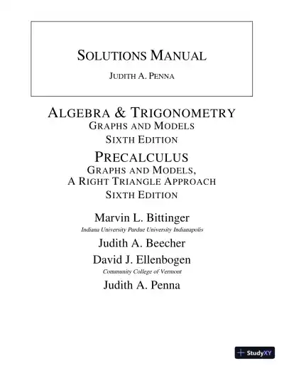 Solution Manual for Precalculus: Graphs and Models, A Right Triangle Approach, 6th Edition - Page 1 preview image