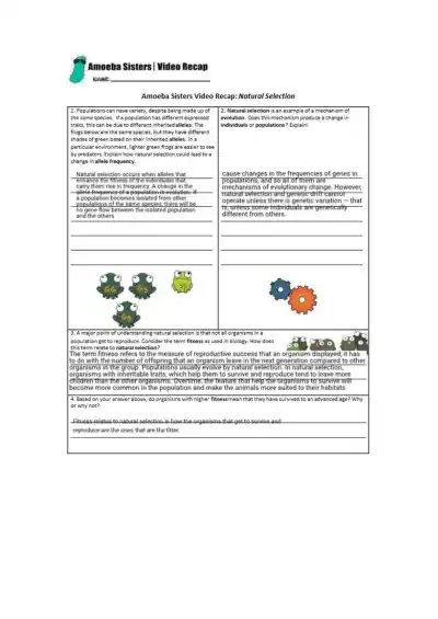 NaturalselectionbyamoebasistersWorksheet - Page 1 preview image