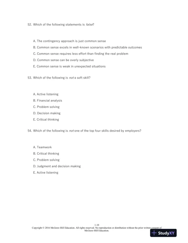 Organizational Behavior: A Practical, Problem-Solving Approach 1st Edition Test Bank - Page 11 preview image