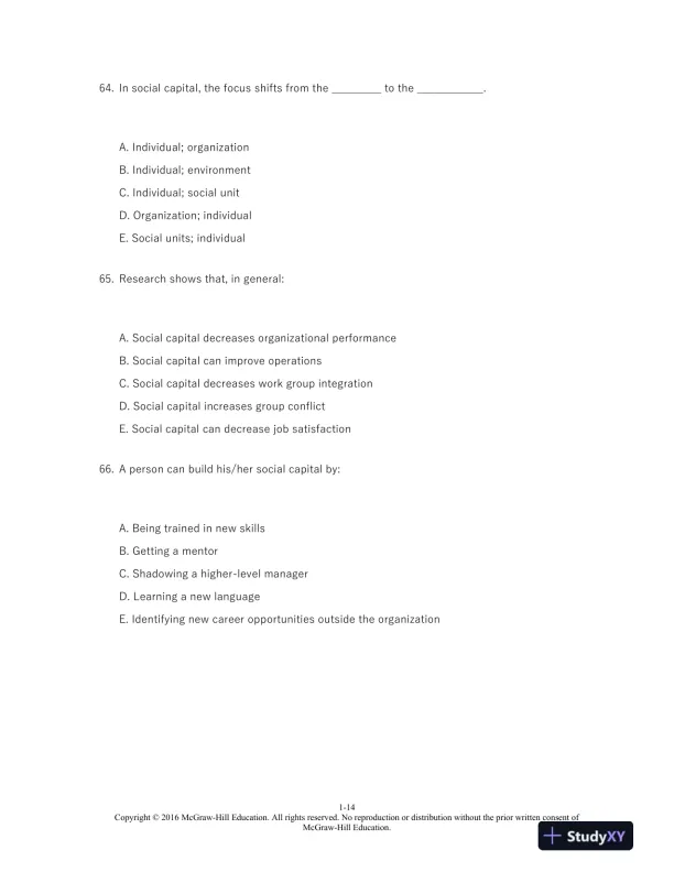 Organizational Behavior: A Practical, Problem-Solving Approach 1st Edition Test Bank - Page 15 preview image