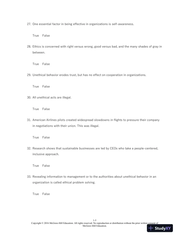Organizational Behavior: A Practical, Problem-Solving Approach 1st Edition Test Bank - Page 6 preview image