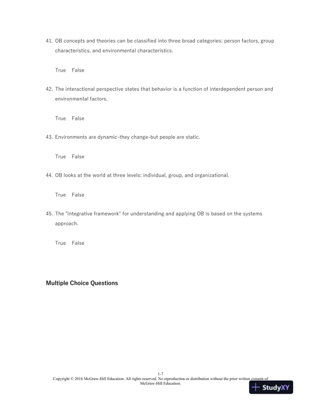 Organizational Behavior: A Practical, Problem-Solving Approach 1st Edition Test Bank - Page 8 preview image