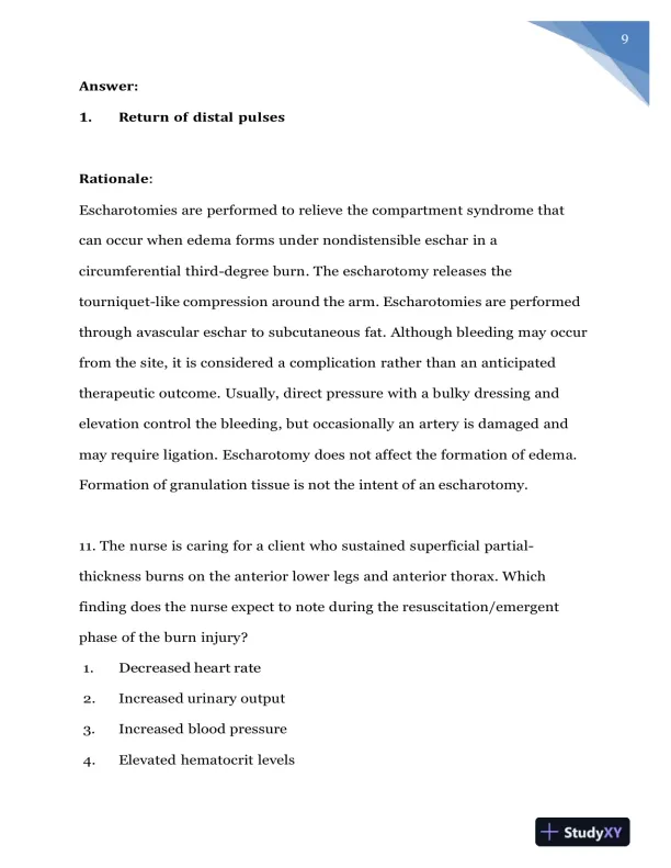 2020 NURS618 Saunders Medical Surgical Skin Integumentary Revised Question With Answers (115 Solved Questions) - Page 10 preview image
