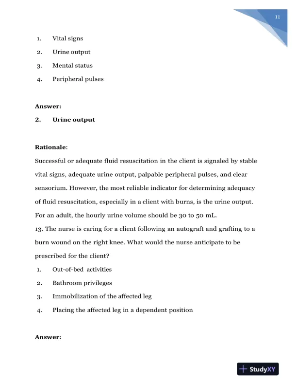 2020 NURS618 Saunders Medical Surgical Skin Integumentary Revised Question With Answers (115 Solved Questions) - Page 12 preview image