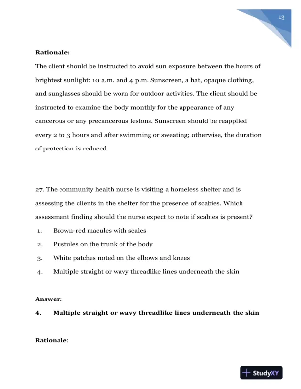 2020 NURS618 Saunders Medical Surgical Skin Integumentary Revised Question With Answers (115 Solved Questions) - Page 14 preview image