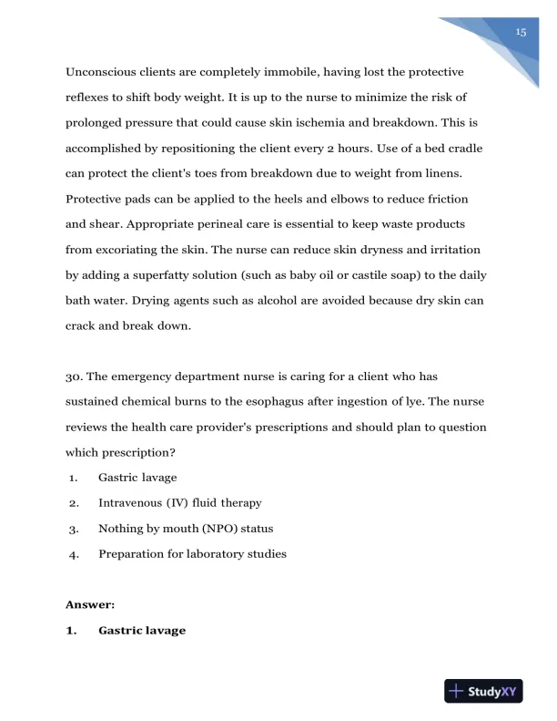 2020 NURS618 Saunders Medical Surgical Skin Integumentary Revised Question With Answers (115 Solved Questions) - Page 16 preview image