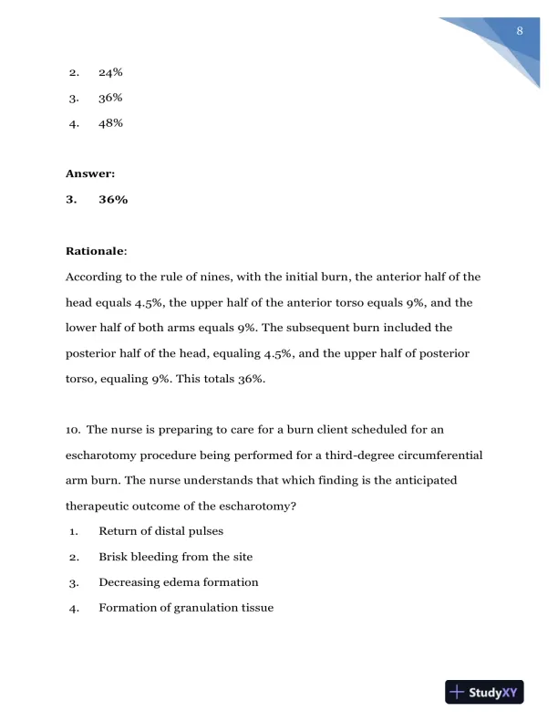 2020 NURS618 Saunders Medical Surgical Skin Integumentary Revised Question With Answers (115 Solved Questions) - Page 9 preview image