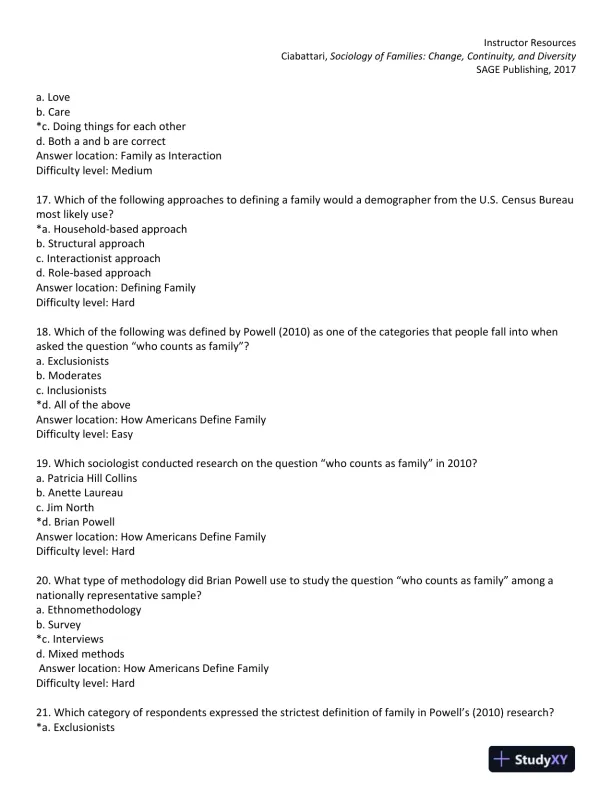 Sociology of Families: Change, Continuity, and Diversity 1st Edition Test Bank - Page 13 preview image